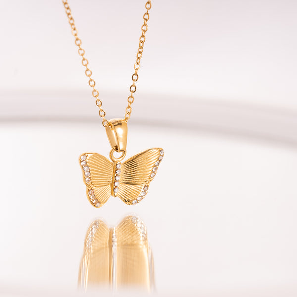 Gold Butterfly Charm Necklace